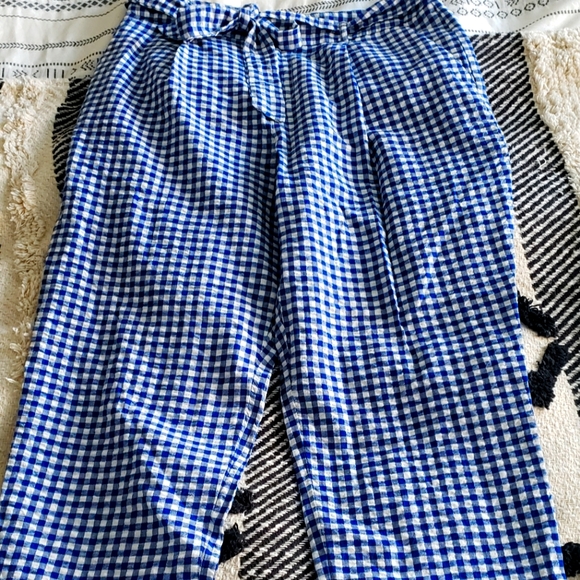 Banana republic gingham blue 12 crop pants NWT - Picture 2 of 4